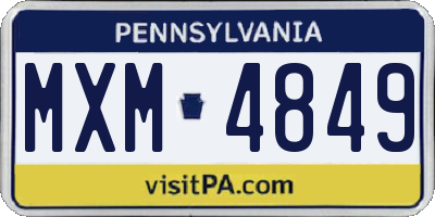 PA license plate MXM4849