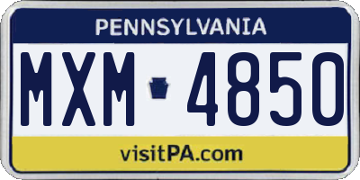 PA license plate MXM4850