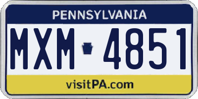 PA license plate MXM4851