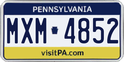 PA license plate MXM4852