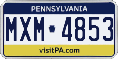 PA license plate MXM4853