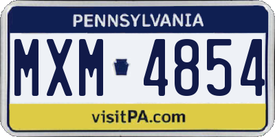 PA license plate MXM4854
