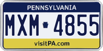 PA license plate MXM4855