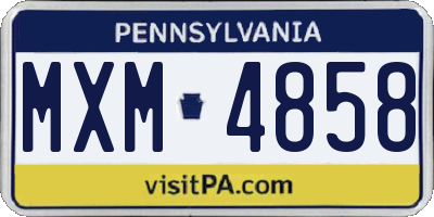 PA license plate MXM4858