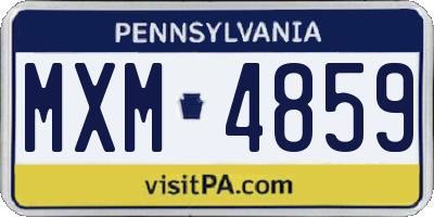 PA license plate MXM4859