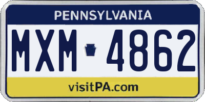 PA license plate MXM4862