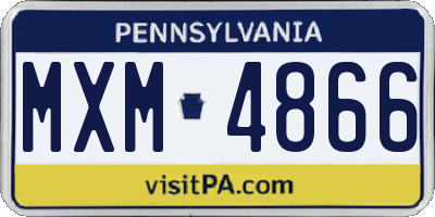 PA license plate MXM4866