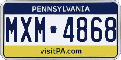 PA license plate MXM4868
