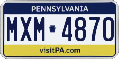 PA license plate MXM4870