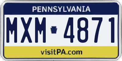PA license plate MXM4871