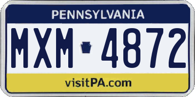 PA license plate MXM4872