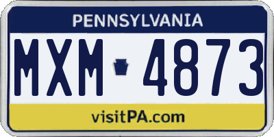 PA license plate MXM4873