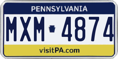 PA license plate MXM4874