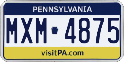 PA license plate MXM4875