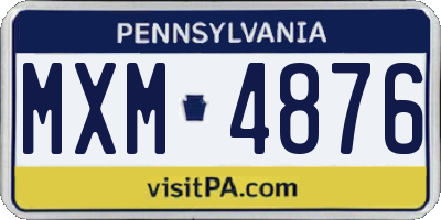 PA license plate MXM4876