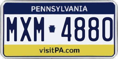 PA license plate MXM4880