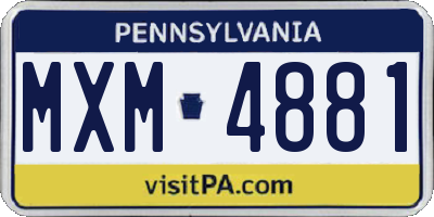 PA license plate MXM4881