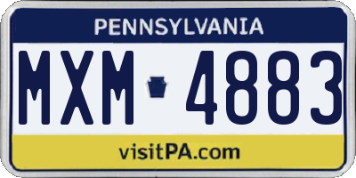 PA license plate MXM4883