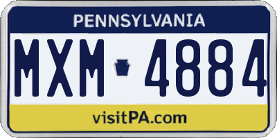 PA license plate MXM4884