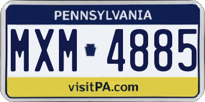 PA license plate MXM4885
