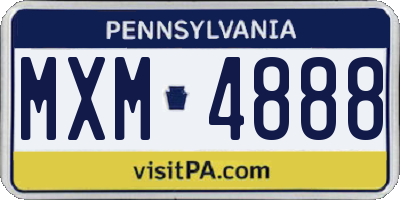 PA license plate MXM4888