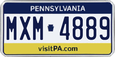PA license plate MXM4889