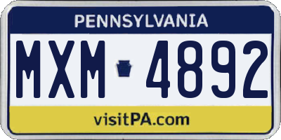 PA license plate MXM4892