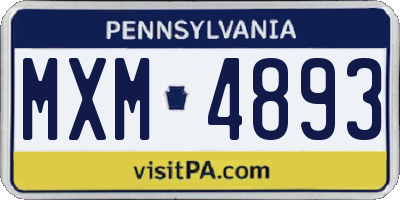 PA license plate MXM4893