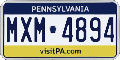 PA license plate MXM4894