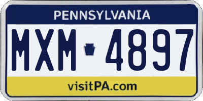 PA license plate MXM4897