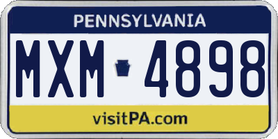 PA license plate MXM4898