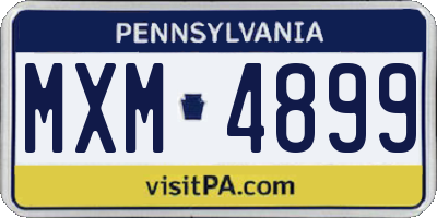 PA license plate MXM4899