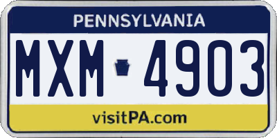 PA license plate MXM4903