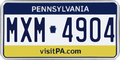 PA license plate MXM4904