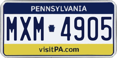 PA license plate MXM4905