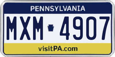 PA license plate MXM4907