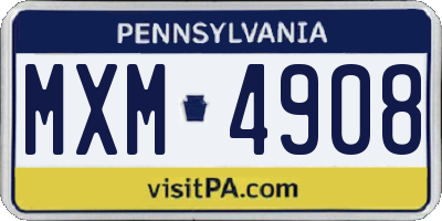 PA license plate MXM4908