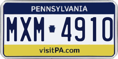 PA license plate MXM4910