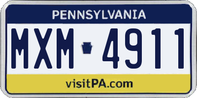 PA license plate MXM4911