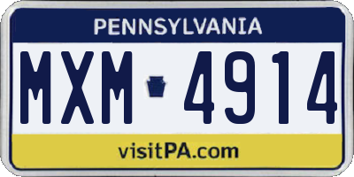 PA license plate MXM4914