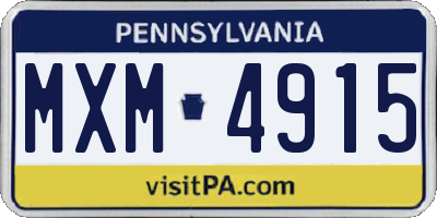 PA license plate MXM4915
