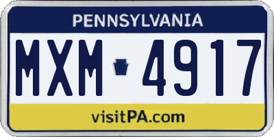 PA license plate MXM4917