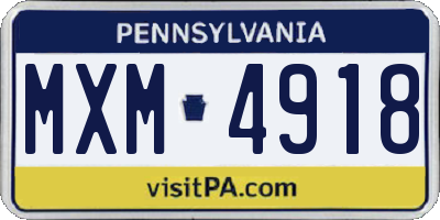 PA license plate MXM4918