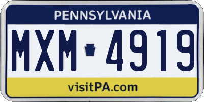 PA license plate MXM4919