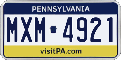 PA license plate MXM4921