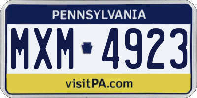 PA license plate MXM4923