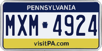 PA license plate MXM4924