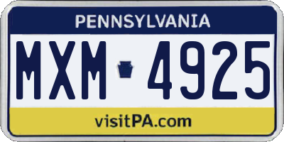 PA license plate MXM4925