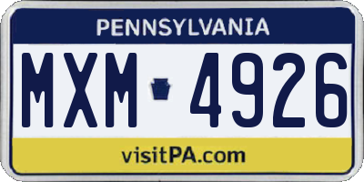 PA license plate MXM4926