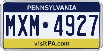 PA license plate MXM4927